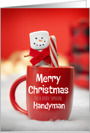 Merry Christmas Very Special Handyman Marshmallow Snowman card