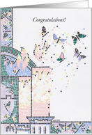 Mosaic Bat Mitzvah, Shabbat Candles, Butterflies card