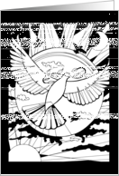 Peaceful World Dove Coloring Book, Rainbow, Sun and Moon card