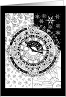 Time Mandala Coloring Book, Seasons, Watch Face card