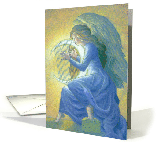 Sympathy Angel With Moon Harp Glowing Celestial Being card (1527328)