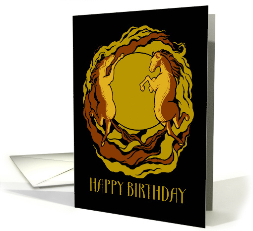 Birthday Horses of Gold Horse Fantasy Birthday card (1691224)