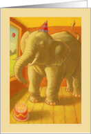 Birthday Elephant and Birthday Cake Jungle Animal Birthday Party card