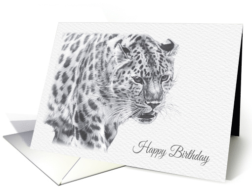 Birthday, Leopard Big Cat Wild Animal Drawing card (1528920)