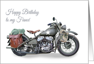Fianc Birthday Featuring a Classic WW2 American Military Motorcycle card