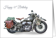 41st Birthday Featuring a Classic WW2 American Military Motorcycle card