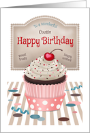 Cousin Female Sweet Cherry Cupcake Birthday card