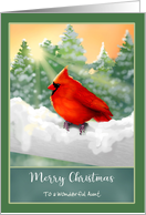 Custom Front Aunt Red Cardinal Bird in Snow Christmas card