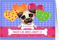 Custom Front Grandson Pug Puppy Valentine card