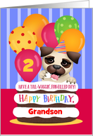 Custom Front Age Name Puppy Grandson 2 Years Old Birthday card