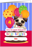 Custom Front Age Name Puppy For Son 4 Years Old Birthday card
