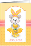 Teddy Bear in Bunny Ears Easter Theme Invitations card