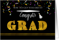 Congrats Grad Gold with White Cap Graduation Congratulations card