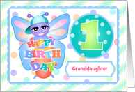 Custom Front Granddaughter 1 year Old Spring Butterfly Birthday card