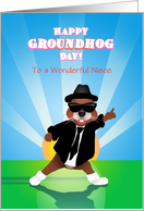 Niece Customizable Singing Blues Groundhog Happy Grounghog Day card