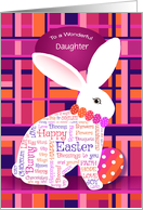 Custom Front Daughter Word Art Easter Bunny Happy Easter card