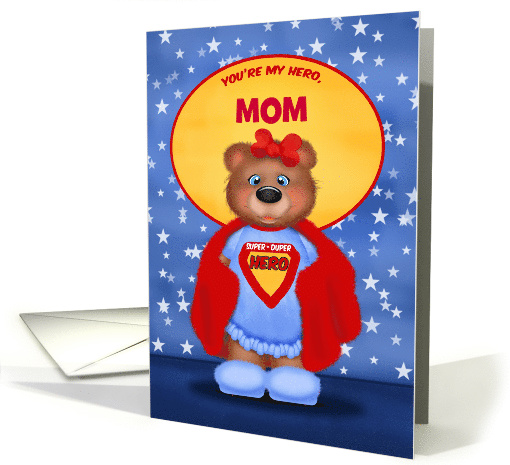 Custom Front Bear in Superhero PJs Happy Mothers Day card (1561386)