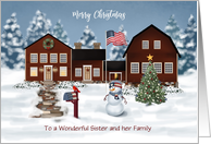 Custom Front Sister and Family Early American Farm Christmas card