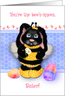 For Sister Cute Bumble Bee Bunny Easter card