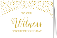 Gold Confetti Wedding Witness Thank You card