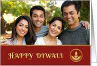 Diwali Greetings Gold Diya Photo card