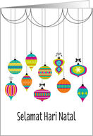 Colorful Dangling Ornaments Christmas Greetings in Indonesian card