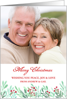 Christmas Photo Greetings with Watercolor Holly card