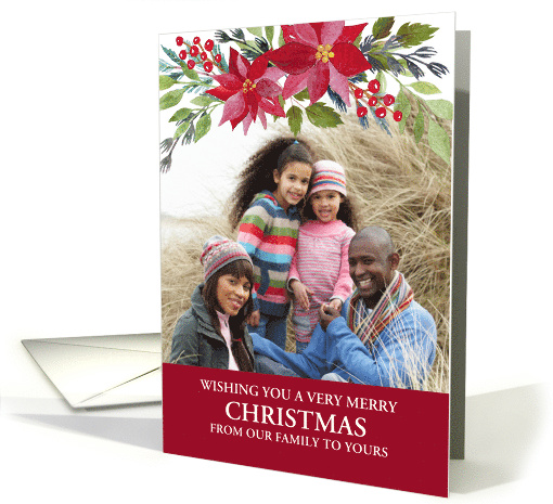 Christmas Photo Greetings with Water Color Poinsettias card (1546298)
