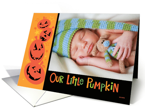 Cute Pumpkins Halloween Custom Photo Our Little Pumpkin card (1541364)