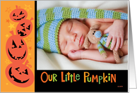 Cute Pumpkins Halloween Custom Photo Our Little Pumpkin card