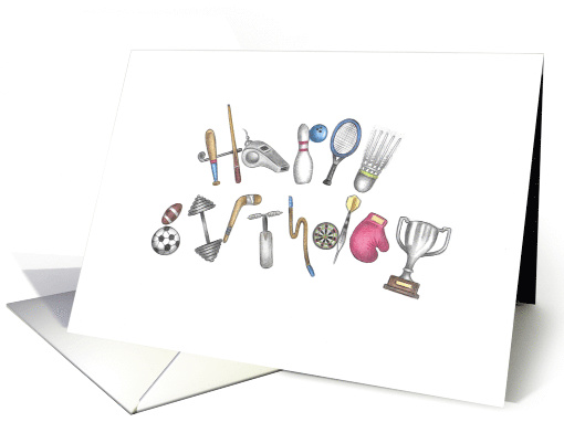 Happy Birthday Alphabet Shaped Sports Equipment Blank card (1574860)