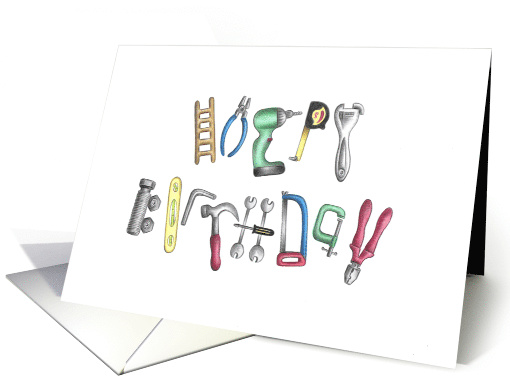 Happy Birthday Alphabet Shaped DIY Tools Blank card (1574870)
