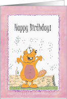 Birthday See My Cute Little Beaver Adult Humor Cartoon card