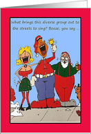 Christmas Singing In The Streets Adult Boozing Carolers Cartoon card