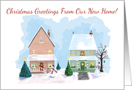 Christmas Greetings New Home Winter Houses card
