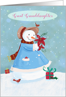 Great Granddaughter Christmas Snowman Poinsettia card