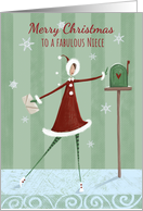 Fabulous Christmas Niece, Modern Girl Mailbox card