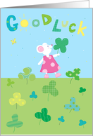 Good Luck White Mouse Clover card