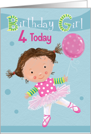 Birthday Girl Ballet Balloon Four Today card