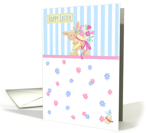 Happy Easter Bunny Flowers Stripes card (1558780)