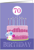 70th Birthday Cake with Candles card