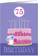 75th Birthday Cake with Candles card