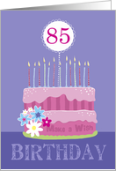 85th Birthday Cake with Candles card