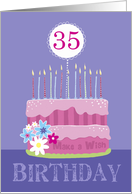 35th Birthday Cake with Candles card