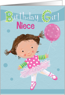 Birthday Girl Ballet Balloon Niece card