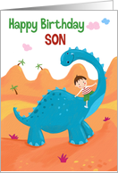 Happy Birthday Son Boy Blue Dinosaur card