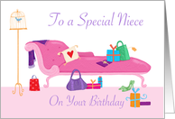 To a Special Niece Birthday Gifts Pink Chaise Longue card