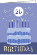 25th Birthday Cake Male Candles and Stars Distressed Text card