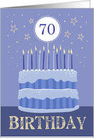 70th Birthday Cake Male Candles and Stars Distressed Text card