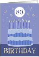 80th Birthday Cake Male Candles and Stars Distressed Text card